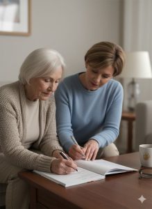 Final Matters Book with two ladies